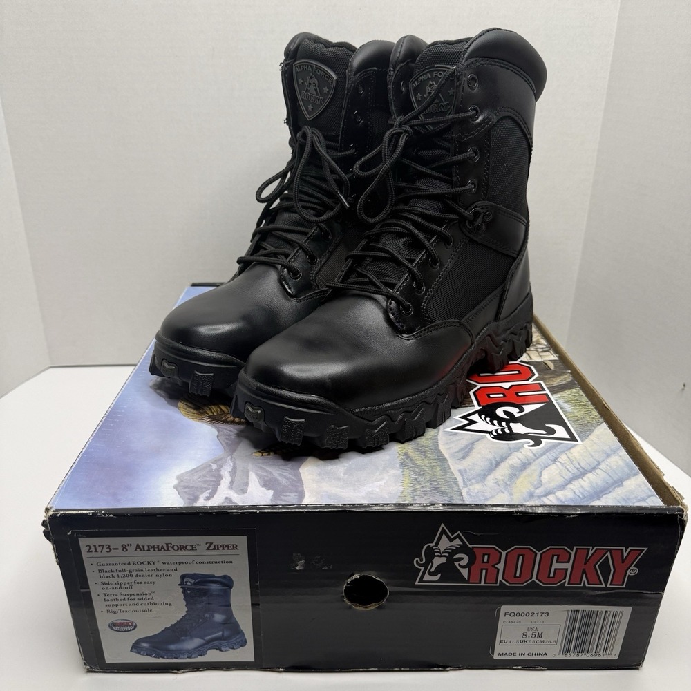 Rocky AlphaForce 8” Zipper Waterproof Tactical Boots Black Men’s 8.5M New